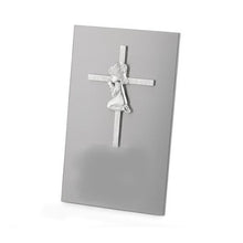Load image into Gallery viewer, Stainless Steel Cross Plaque for Girls | Engraver in Canada | Gift Shop in Calgary | Religious Gift for Her | Custom Engraved Cross | Personalized Religious Plaque | Stainless Steel Christian Keepsake | Unique Religious Gift | Commemorative Cross for Girls | Engraved Cross Wall Decor | Christian Symbol Plaque | Religious Décor for Girls | Customizable Cross Gift | Meaningful Religious Present | Stainless Steel Religious Plaque
