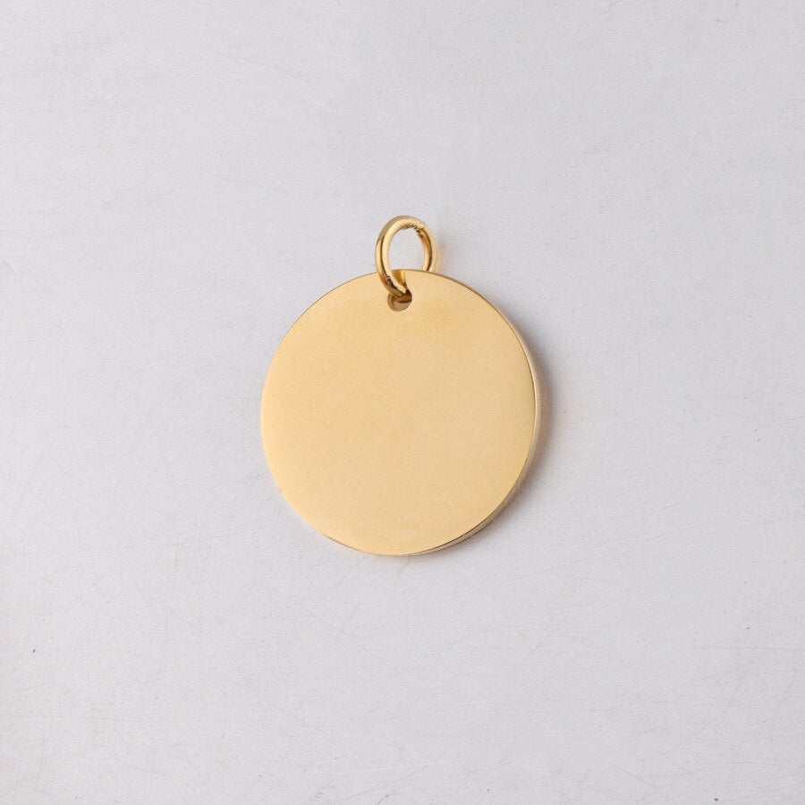Gold stainless Steel Blank Circle Charm For Engraving