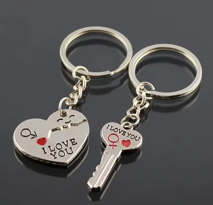 I love you heart and key  keychain- 2 in one