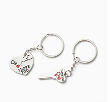 Load image into Gallery viewer, I love you heart and key  keychain- 2 in one
