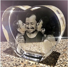 Load image into Gallery viewer, 3D crystal heart | 3D gift Art | heart shaped 3 d photo art and craft | heart shaped 3 d photo art app | Heart shaped photocube online | Photocubes online canada | Buy Photocubes from Engraving Reimagined in Canada |
