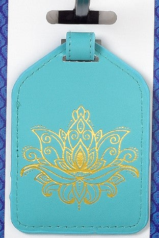 Light Blue Lotus Flower luggage tag