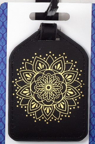 black luggage tag mandela pattern