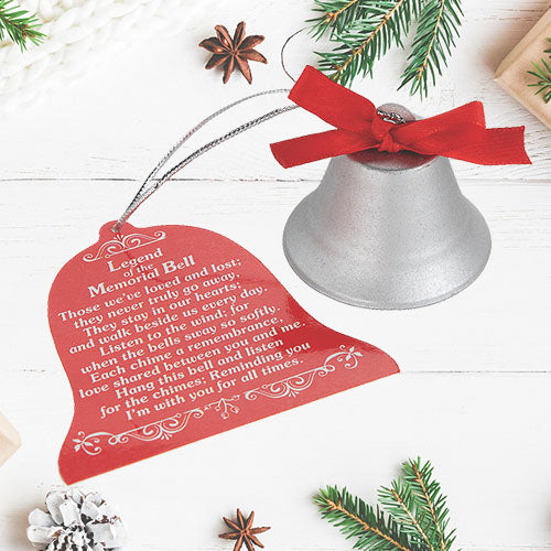 Christmas Memorial Metal Bell Ornament w/Card