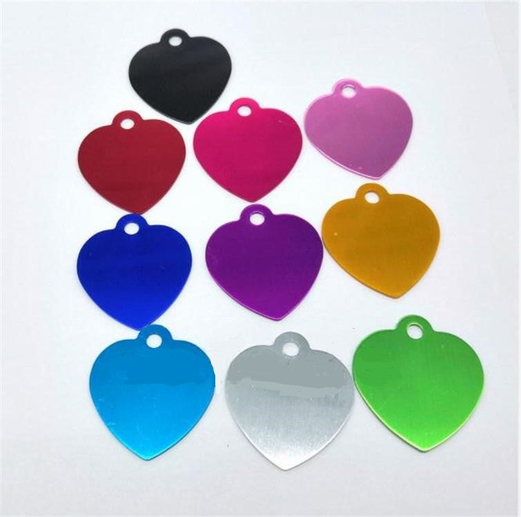 Multi Color Heart Shaped - Metal Pet Tag