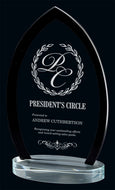 Pearson black glass award with custom engraving for corporate recognition Canada