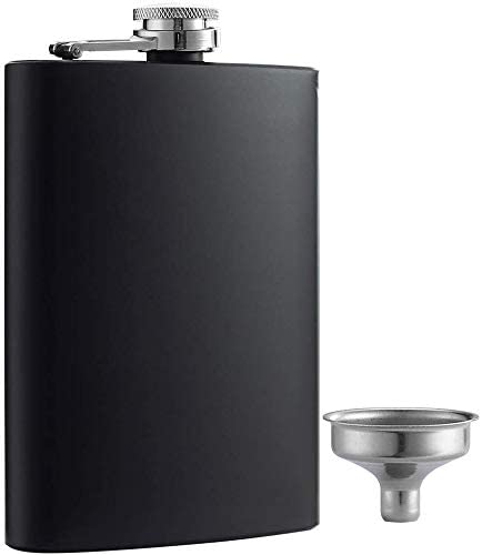 Personalized gifts Canada – front view of engraved black 8 oz flask