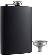 Personalized gifts Canada – front view of engraved black 8 oz flask