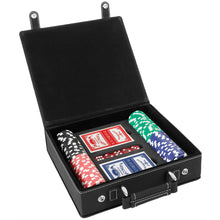 Load image into Gallery viewer, Black/Silver Leatherette 100 Chip Poker Set
