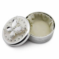 Round butterfly trinket box in silver finish – elegant jewelry storage keepsake gift for her in Canada