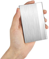 Silver detailed business card case front view – sleek engraved card holder gift for professionals in Canada