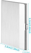 Load image into Gallery viewer, Open silver business card case showing cards – premium metal holder ideal engraved corporate gift Canada
