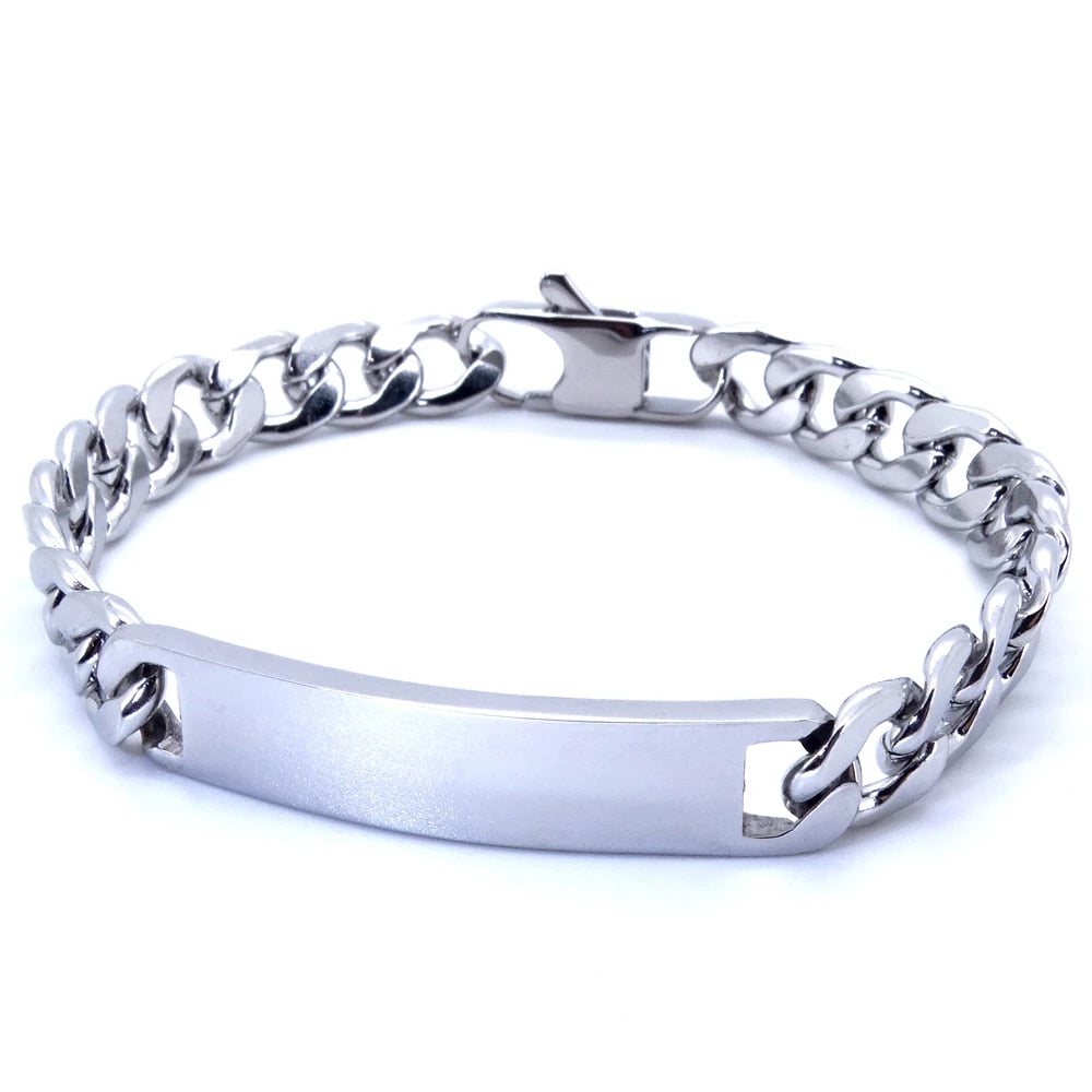 Stainless Steel 8 Inches Cuban Chain ID Bracelet | Stainless steel bracelet | Online bracelets in Canada | Online jewellery shop in Calgary | Online gift store in Canada | Online gift store in Calgary | Online gifts in Canada | Online gifts in Calgary