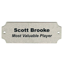 Load image into Gallery viewer, Silver notched trophy name plate with hole

