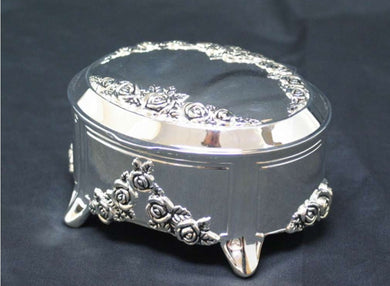 silver oval musical trinket box 