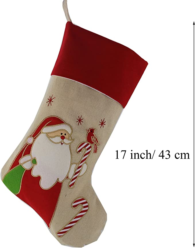 Linen Stocking - Santa