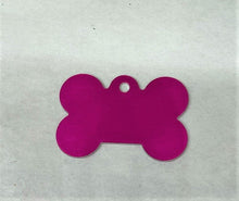 Load image into Gallery viewer, Pink bone shaped Pet tag with skull and cross bone engravable
